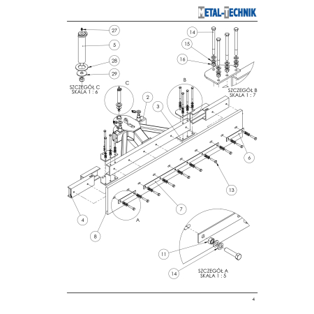 Części zamienne Metal-Technik Zgarniacz hydrauliczny do obornika